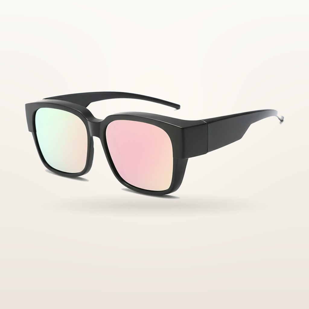 SunFit Ladies fit-over sunglasses in Black and Pink Mirror Classic, polarised lenses