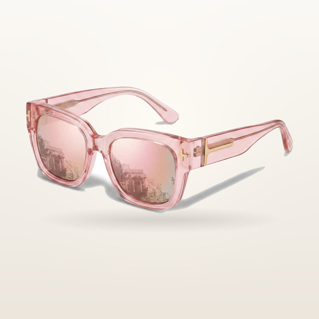 SunFit Ladies fit-over sunglasses in Light Pink Mirror Cross, polarised lenses