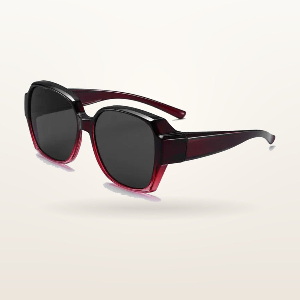 SunFit Ladies fit-over sunglasses in Red and Black Luna, polarised lenses