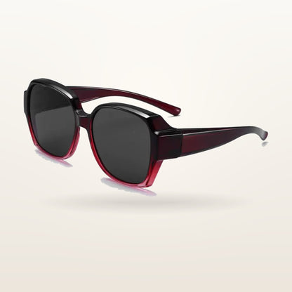 SunFit Ladies fit-over sunglasses in Red and Black Luna, polarised lenses