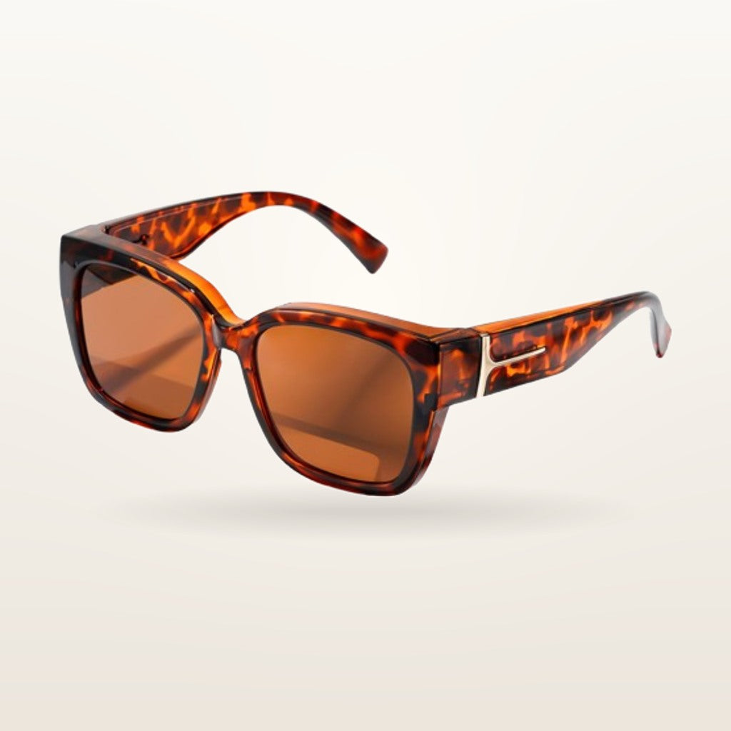 SunFit Ladies fit-over sunglasses in Tortoise Cross, polarised lenses
